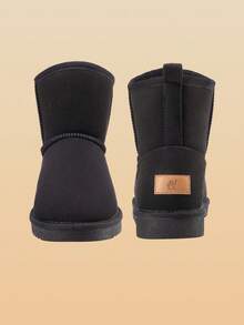 CAMEL CROWN Men's Plush Snow Boots, Pull-On Winter Boots, Mid-Calf House Slipper Boots, Short Mini Boots - Black - View 7