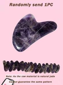 1pc Amethyst Gua Sha Facial Tools, Natural Jade Stone Guasha, Manual Massage Sticks For Jawline Sculpting And Puffiness Reducing, Scraping Massage Tool, Skin-Care Tool