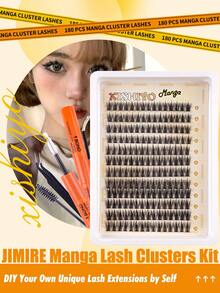 180pcs Fairy Lash Clusters, C Curl, Cartoon Lashes, Mixed Size 8-16mm, Delicate & Soft Natural Lashes, DIY Cluster Individual False Lashes, Easy To Wear, Reusable, Suitable For Daily Makeup - Nhiều màu - Xem 2