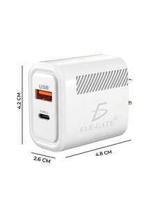 Cargador de Pared USB 2 en 1 para Tipo C y USB de Alta Velocidad Con calidad Quick Charge ELE-GATE - Tipo de Enchufe A USA (110-127V) - Ver 2