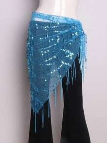 1件女士肚皮舞裙，裙摆饰有硬币，舞蹈表演服，亮片舞台服装；1条女士肚皮舞臀巾，饰有银/金币 - 彩色 - 查看 17