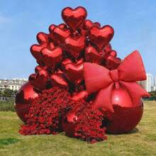 76/66/2/15件套红色气球套装，包含各种尺寸的红色乳胶气球、红色心形气球和蝴蝶结铝箔气球，适用于订婚、求婚、浪漫婚礼派对装饰、情人节派对等场合。 - 彩色 - 查看 13