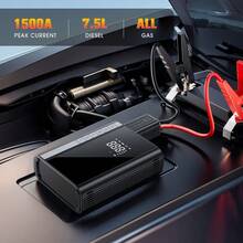 Carsun 18000mAh 峰值 150PSI 汽車跳啟電源與充氣機，5合1功能包含跳啟電源電池組、數位胎壓充氣機、汽車電池充電器、LED 緊急照明燈，便攜式，適用於 10L 汽油或 9L 汽油車，附收納袋，女性汽車配件理想選擇 - 无线 - 查看 5