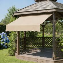 Regenschutz für Pavillondächer Gelenkarmmarkise mit Handkurbel,Terrassenüberdachung Sonnenschutz Wasserdicht Balkonmarkise ohne Bohren,Klemmmarkise für Terrasse, Garten und Balkon - Beige - - Übersicht 3