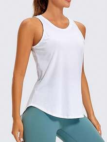 MathCat Women's Workout Tanks Tie Back Sleeveless Shirts Yoga Athletic Open Back Sport Gym Tops - 白色 - 查看 2