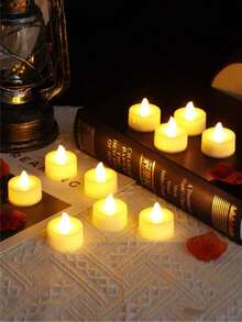 24个/套 LED电子茶蜡，电池供电无焰蜡烛，茶蜡，生日派对，婚礼装饰，浪漫烛光，家居装饰，礼品，逼真蜡烛，毕业庆祝，节日，约会，求婚，祝福，乔迁，告白 - 彩色 - 查看 4