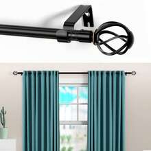 Classic Simple Curtain Rod, Fits 28-144 Inch Windows, Black Iron Curtain Rod Bracket Accessory Set, 5/8 Inch Decorative Curtain Rod, Hollow Decorative Finials, Easy Installation, Suitable For Home Bedroom, Kitchen, Living Room And Outdoor Patio - Black - View 3