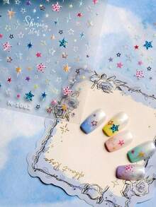 1pc Minimalist Colorful Polka Dot Star 5D Nail Art Sticker, Cute Geometric Pop Art Style Self-Adhesive Nail Decals, Perfect For Modern Fashion Nail Decoration For Women And Girls Nail Stickers - Multicolor - View 7