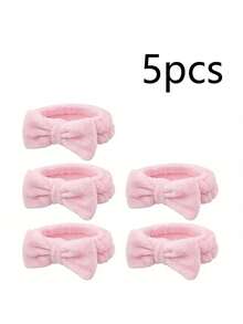 8 件高弹力蝴蝶结头带，女士珊瑚绒化妆头带，派对、婚礼、情人节、母亲节的完美伴娘礼物 - 粉色、白色、灰色 - 彩色 - 查看 9