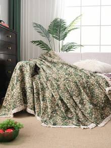 1 chiếc chăn phủ sofa họa tiết hoa xanh tươi mát, kiểu nhà nông thôn có tua rua, dày dặn và bền chắc, chống thú cưng, thích hợp cho phòng khách, phòng ngủ, văn phòng, trang trí nhà cửa, mọi mùa. - màu xanh lá - Xem 7