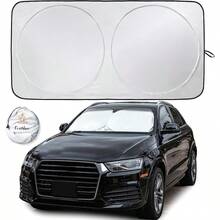 Windshield Sunshade | Improved, Innovative Technology For Maximum Light Transmission (2025) | Foldable Sunshade Keeps Your Vehicle Cool | Essential Car Accessory | Small (150 X 74 Cm) - 銀色 - 查看 1