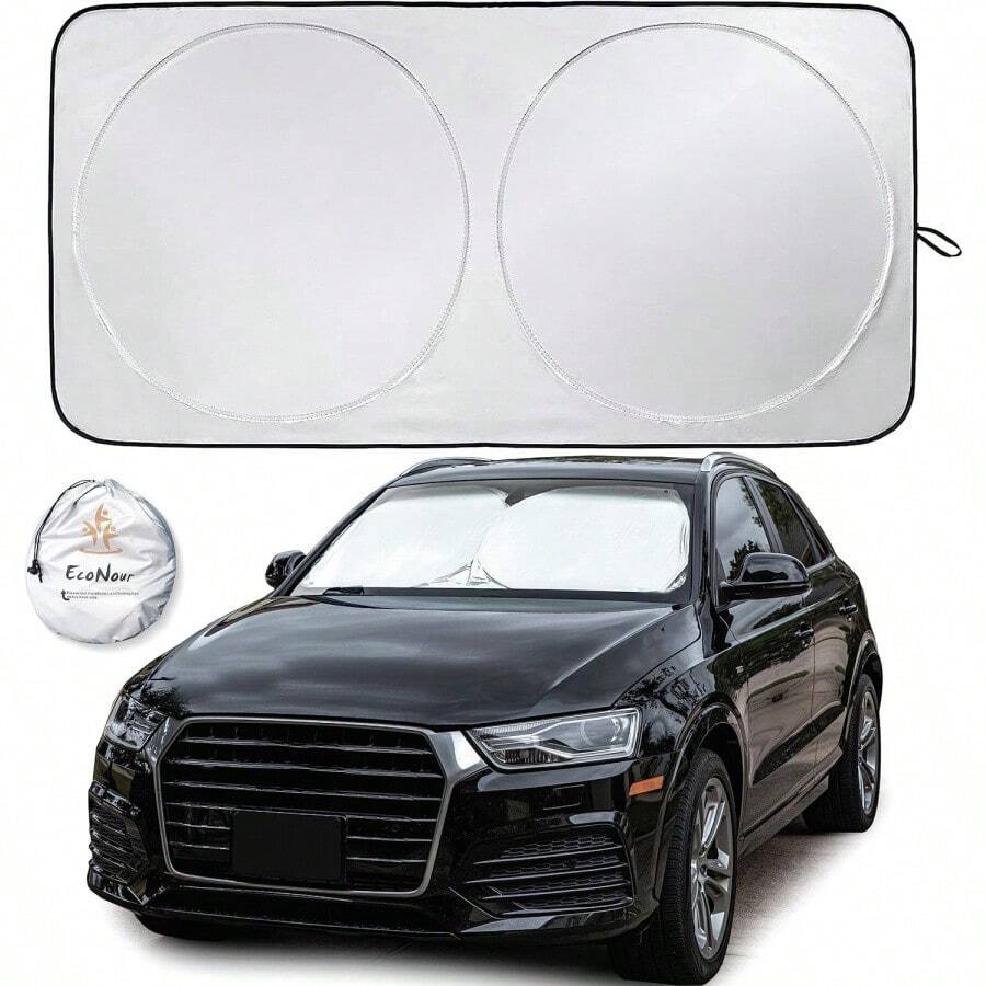 Windshield Sunshade | Improved, Innovative Technology For Maximum Light Transmission (2025) | Foldable Sunshade Keeps Your Vehicle Cool | Essential Car Accessory | Small (150 X 74 Cm) - 銀色 - 查看 1