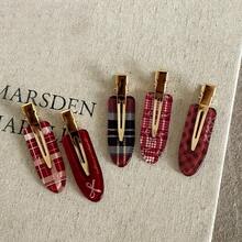 12/6个酒红色蝴蝶结无缝发夹，优雅刘海夹，派对发饰，可爱发夹，高品质发夹，装饰发夹，节日礼物 - 彩色 - 查看 4