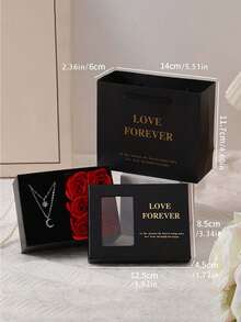 1pc Creative Valentine's Day Gift Rose Flower Jewelry Box, Window Display Gift Box, Window Soap Flower Jewelry Box, Suitable For Anniversary, Birthday, Wedding, Valentine's Day, Mother's Day (Necklace Not Included) - Multicolor - View 3