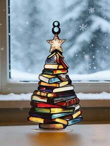 2025 年圣诞节必备：独特的书籍主题亚克力圣诞树装饰品 - 亚克力桌面装饰品，时尚亚克力家居装饰品，非常适合节日桌面展示和圣诞节装饰，为您的空间增添节日氛围。 - 彩色 - 查看 6