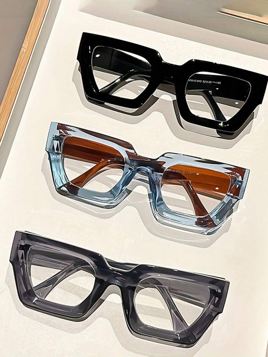 Classic Retro Women's Fashion Glasses, Geometric Frame Transparent Lens Reading Flat Lens, Unisex Light,Marriage, Party, Music Festival, Reading, Street Photography Check-In, Ladies' Glasses - Trong sáng - Xem 1