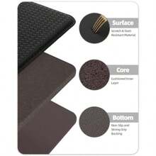Kitchen Rugs Kitchen Rug Set 2 Piece Kitchen Runner Rug Kitchen Floor Mat Cushioned Anti Fatigue Kitchen Mat Non Skid Waterproof Comfort Standing Kitchen Rug 17"X59"+17"X59" Black - Black - View 6