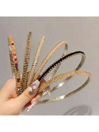 Set de 6 piezas Diadema elegante con cristales multicolor y adornos de strass, adecuada para regalo o uso diario