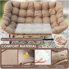 Double Rocking Chair, Oversized Egg Rocking Chairs For 2 Person, Large Wide Papasan Loveseat With Cushion And Frame, Comfort Outdoor Furniture For Reading/Relaxing Patio Garden Backyard Brown - màu nâu - Xem 5