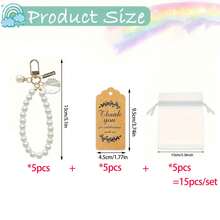 36/21/15件套优雅贝壳珍珠钥匙扣套装，包含5个钥匙扣、5张感谢卡和5个白色欧根纱袋——完美的婚前派对回礼、生日和婚礼礼物 - 珍珠鑰匙圈 - 查看 13
