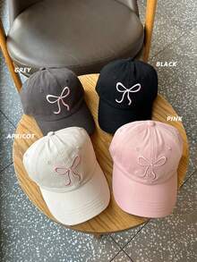 1Pc Y2K Style Bow Embroidery Baseball Cap, Adjustable Dad Hat, Cute Sweet Style Multipurpose Sun Hat Wear Cowboy Sport Baseball Cap, Vintage Embroidery Sun Block Outdoor Fashion Dad Hat Trucker Hat Women Girls - Pink - View 5