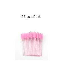 25/50/100pcs Pink Silicone Eyelash Brushes, Soft Black Reusable Silicone Mascara Wands, Eyebrow Brush, Mascara Applicator, Women Home Travel Party Eyebrow Grooming Brush, Eyelash Stylist Makeup Brush | Spiral Brush - Multicolor - View 18