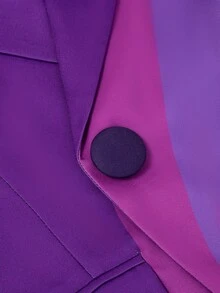 HOMEYEE 复古撞色印花西装外套，优雅百搭，适合休闲、通勤、度假、商务等各种场合，春季必备。 - 紫色 - 查看 4