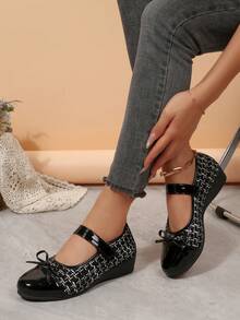 Western Style Wedding Bow Knot Vacation Shoes For Women - Black - View 4