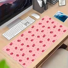 1pc Sweet Heart And Strawberry Pattern Mouse Pad, Long Mouse Pad For Desktop Games, Laptop Mouse Pad, Game Mouse Pad - Multicolor - View 8