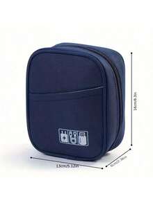 数码配件收纳包 - 单色，适用于线缆、充电器、鼠标、旅行充电宝、耳机等，便携式牛津布防水数据线整理包，适用于数码配件