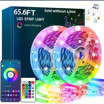 LED灯带，智能LED变色灯，适用于卧室，RGB LED灯带，24键遥控器和APP控制，适用于客厅、厨房、家庭聚会装饰，卧室装饰灯，家居装饰灯，3.3/6.6/9.8/16.4/32.8/49.2/65.6英尺LED灯带，RGB 3535变色灯带，智能灯带