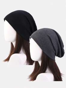 實心鬆垮無邊帽，休閒風格