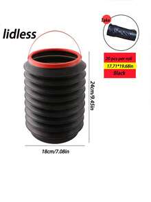 4L Foldable Car Trash Can, Waterproof And Leak-Proof. Car Hanging Expandable Storage Box With Hook And Loop Anti-Slip Multifunctional Garbage Can - Black - View 14