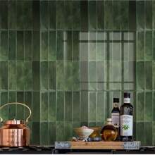 1 cái/10 cái/30 cái Miếng dán gạch men tự dính họa tiết gạch xanh lá cây, gạch ốp tường bóc dán, giấy dán tường chống thấm nước, thích hợp cho phòng khách, bếp, phòng tắm và các không gian khác trong nhà, kiểu Zellige. - màu xanh lá - Xem 3