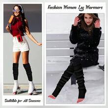 Long Leg Warmers Women 24 Inch Over Knee Knit Ribbed Leg Warmer Stirrup Yoga 80s Party Dance Ballet Supply - Một cỡ + Đen + 1 - Xem 5