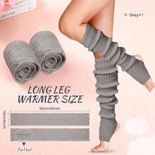 Long Leg Warmers Women 24 Inch Over Knee Knit Ribbed Leg Warmer Stirrup Yoga 80s Party Dance Ballet Supply - 均碼 + 灰色 + 1 - 查看 3