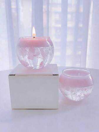 1 קופסה 1 כוס נר ריחני ורוד צף, נר ריח ביתי לחדר, חדר שינה, חדר עבודה, מתנה לחברים, אבזר קישוט רומנטי