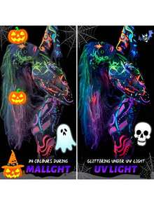 10 Neon Glow-In-The-Dark Face & Body Art Sticks | Washable Glow Crayons For Halloween, Costume Parties, Carnivals, Music Festivals, And Black Light Parties | Designed For Costume Parties And Birthday Celebrations, Making You Shine Like A Star In The Crowd - Nhiều màu - Xem 5