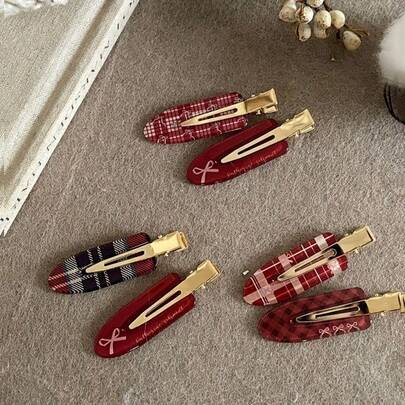 12/6pcs Burgundy Bowknot Seamless Hair Clips, Elegant Bangs Clips For Women, Party Hair Accessories, Cute Hair Pins, High Quality Hair Clips, Decorative Hair Clips, Holiday Gifts