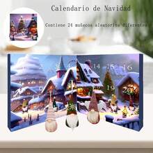 Calendario de Adviento de Gnomo de Navidad 2025 - 24 ías de Navidad, Regalo Decorativo con Juguete de Peluche de Gnomo para Niños - Un color - Ver 4