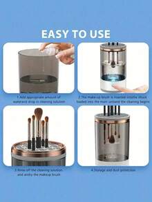 Nettoyeur et séchoir électrique portable alimenté par USB pour pinceaux de maquillage, design compact pour la maison et les voyages, cadeau idéal pour les femmes, accessoire de beauté parfait. Caractéristiques : tête de pinceau de maquillage en caoutchouc et fonction de nettoyage rapide. - Multicolore - Voir 6