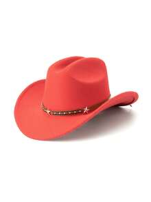 1Pc Back To School Western Cowboy Hat, Unisex, Felt Soft Woolen Hat, Belt Buckle Cowboy Hat, Suitable For Halloween, Holiday Parties, Daily Leisure, Etc - Style 1 - View 26