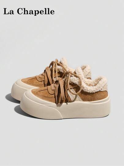 1双 La Chapelle 女士休闲鞋，软底，保暖，低帮，户外平底鞋，通勤鞋，圆头，低跟，纯色，优雅，软底，适合学生、毕业照等场合，平底鞋，低帮，皮革，保暖鞋