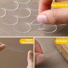 190 Stücke/6 Blatt kleines doppelseitiges Klebeband Set, transparent ohne Rückstände, starker Klebstoff ohne Bohren erforderlich, wiederverwendbare transparente Nano-Klebestreifen, ideal für Bastelarbeiten, Autos, Wand-Anwendungen zuhause und im Büro, 3 Formen