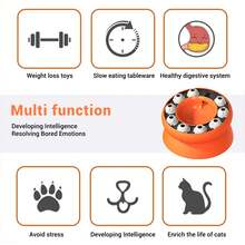 Interactive Slow Feeder For Cats - Brain-Stimulating Entertainment - Promotes Healthy Eating Habits And Weight Control - Orange - 200ml - View 7