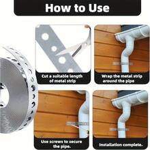 1pc Heavy Duty Galvanized Iron Pipe Clamp - 3 Meters X 17.5mm Wide, Corrosion Resistant Metal Pipe Hanger Suitable For PVC/ABS/Copper Pipes, Pipe Bracket For Pipe Installation, DIY And Professional Plumbing - Silver - View 5