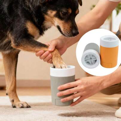 1 cốc vệ sinh chân cho thú cưng, dụng cụ rửa chân bằng tay cho thú cưng nhỏ/vừa, mèo cũng có thể sử dụng, dụng cụ chải chuốt có thể tháo rời và giặt được.