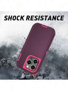 Apple Anti Drop, Shock-Absorbing, And Abrasion Resistant, Full Body Protective Phone Case, Sturdy, Three In One Protective Case Compatible With IPhone, Galaxy, HONOR,  Waterproof Scratch Resistant - Wine Red Rose Red - View 6