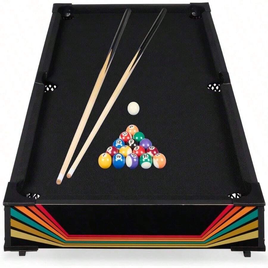 40in Tabletop Billiard Table, Pool Arcade Game Table For Living Room & Game Room, Includes 2 Cue Sticks, Full Ball Set, Storage Bag - Arcade - View 1