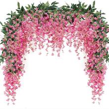 1/4/80pcs 6.5ft Artificial Wisteria Wreath, Hanging Artificial Wisteria Vine Wreath, Artificial Plant Vines, Artificial Decor, Suitable For Home Decor, Room Decor, Garden Decor, Wall Decor, Indoor/Outdoor Decor, Bedroom Decor, Wedding Decor, Dining Table Decor